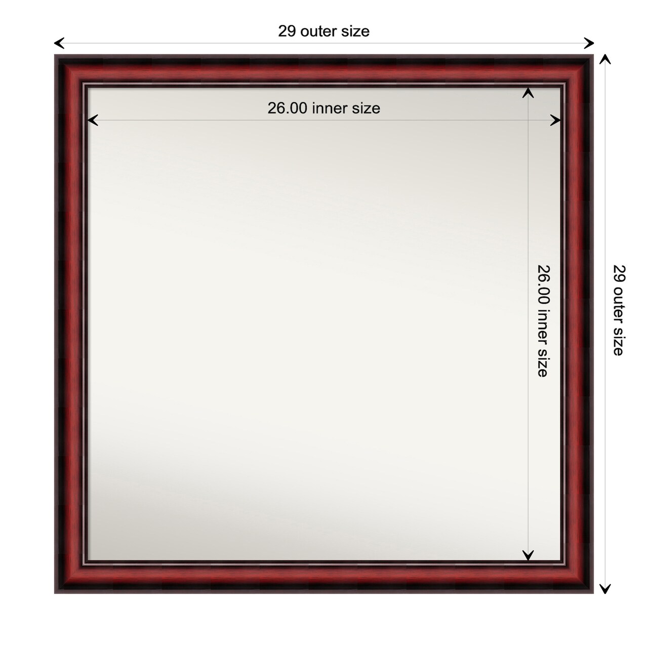 Amanti Art Non-Beveled Wood Wall Mirror, Rubino Cherry Scoop Frame